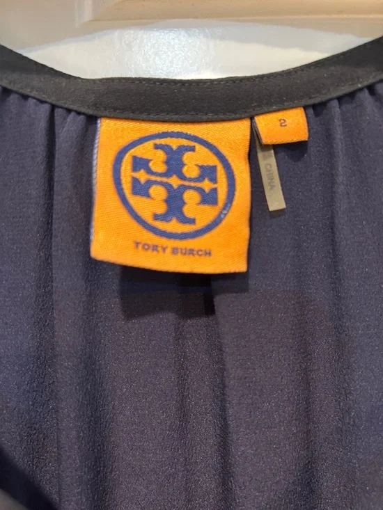 Tory Burch navy dress with slip. - Picture 3 of 7